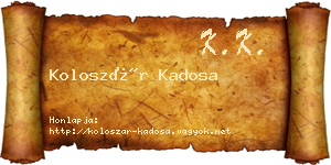 Koloszár Kadosa névjegykártya